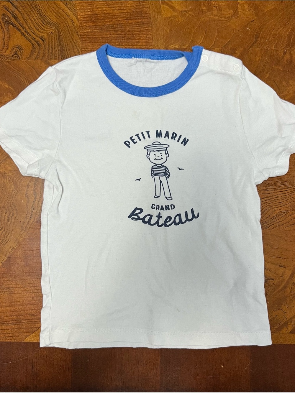 Petit Bateau White & Blue Kids Graphic T-Shirt